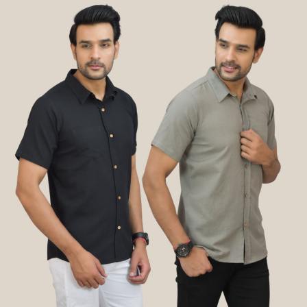 Men Regular Fit Half Shirt Pack of 2