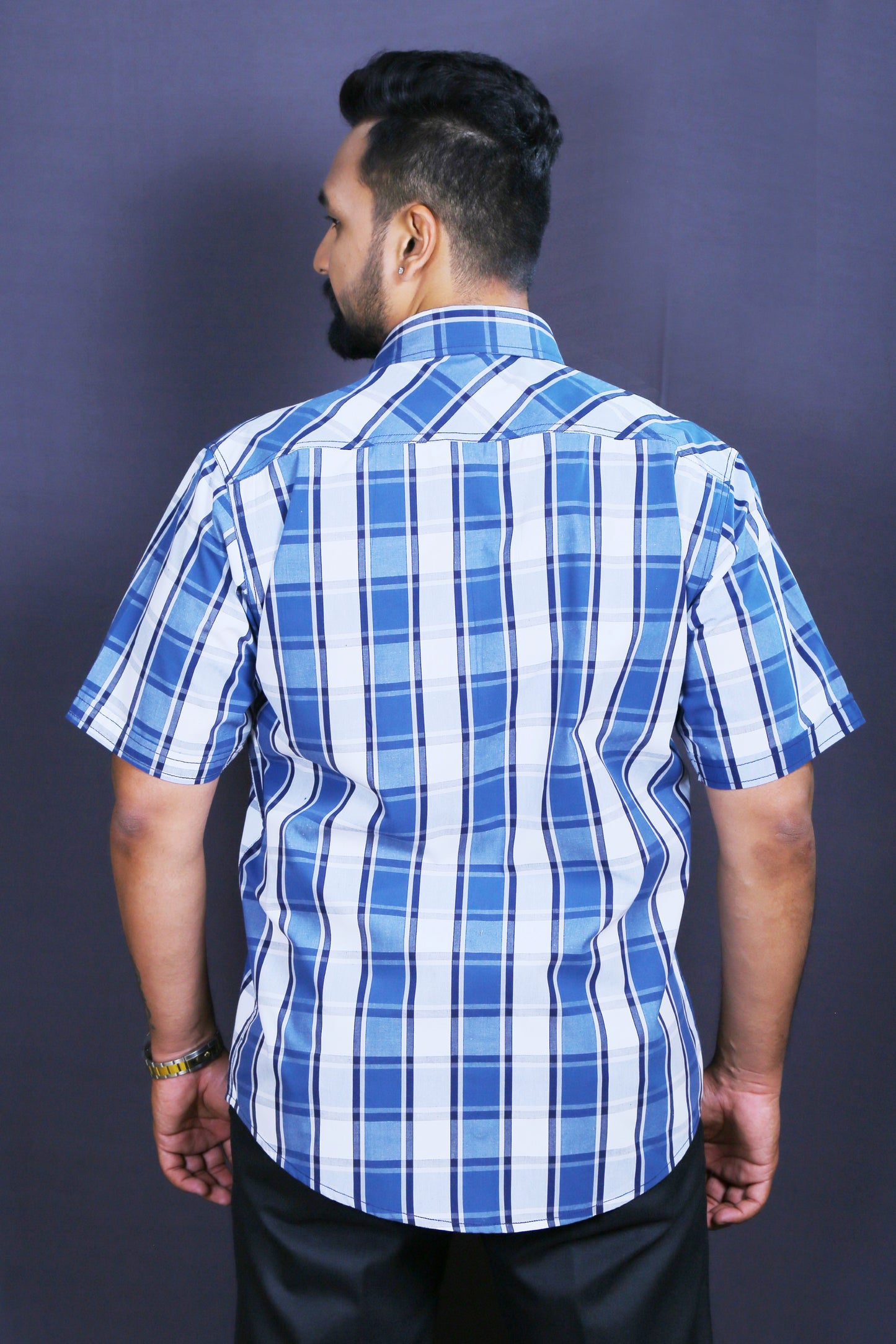 Men Checked Casual Half-Shirt