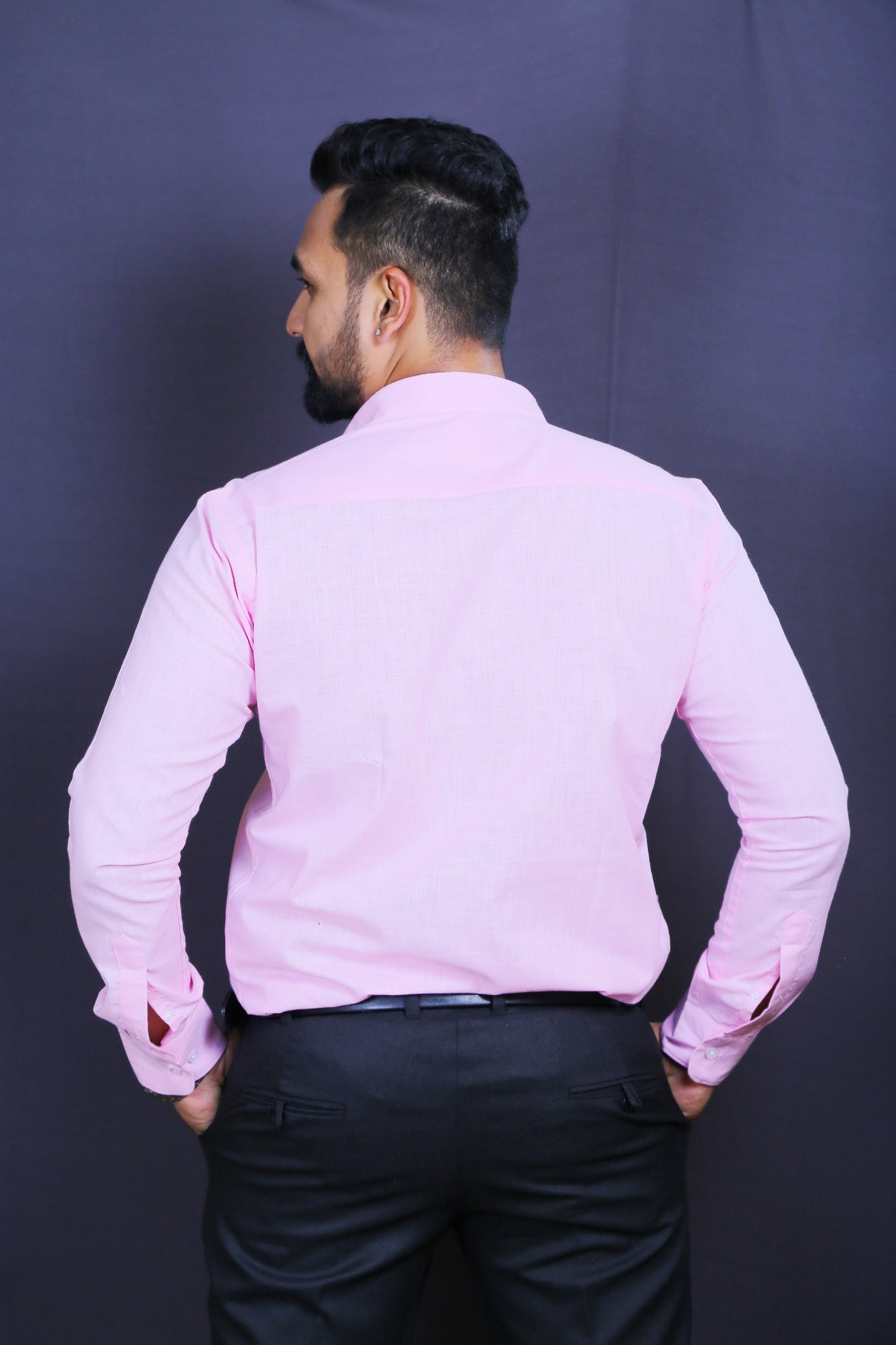 Men Pink Cotton Linen Shirt
