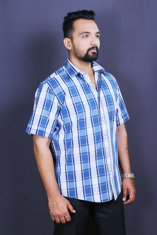 Men Checked Casual Half-Shirt