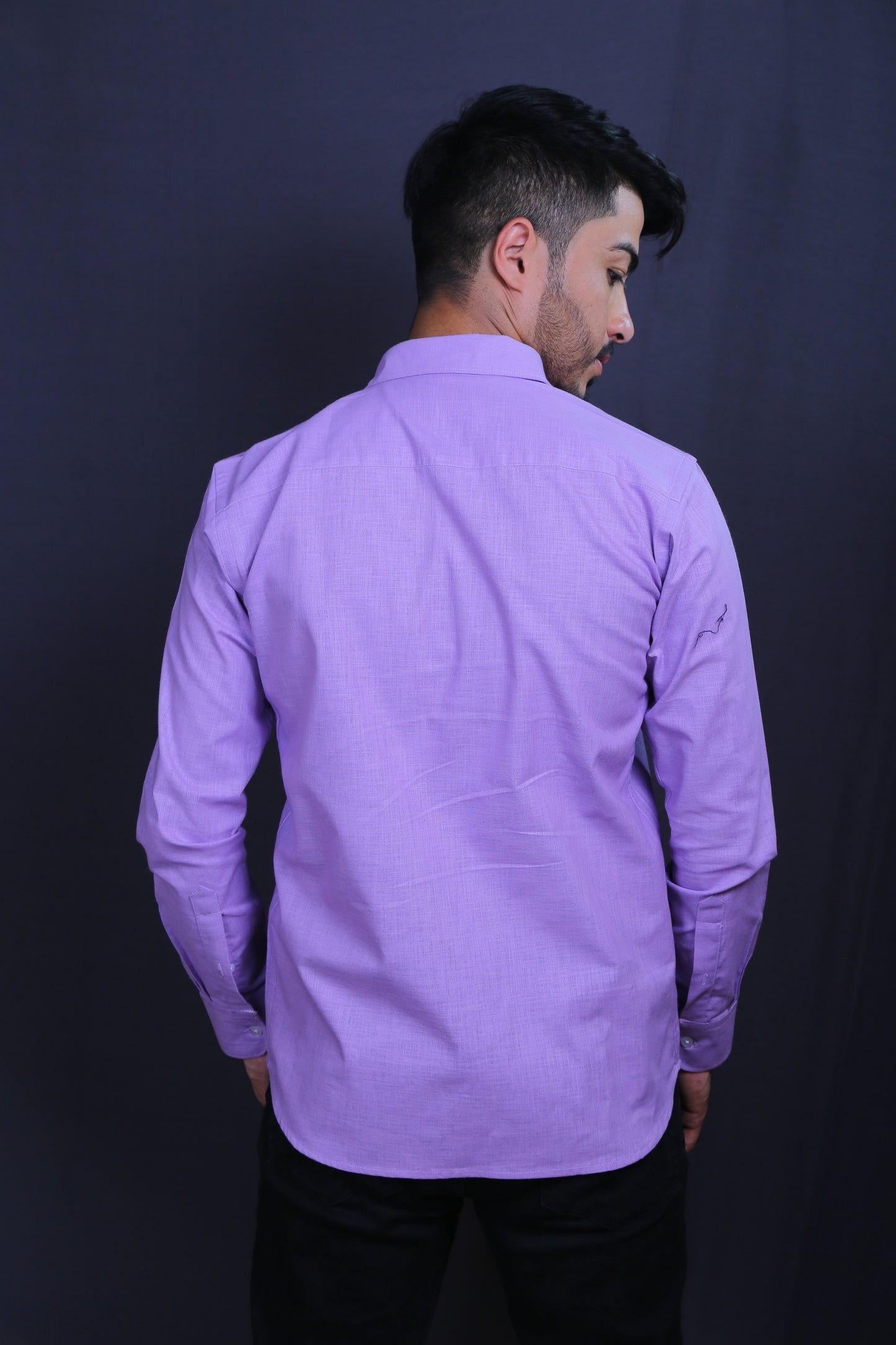 Men Purple Cotton Linen Shirt